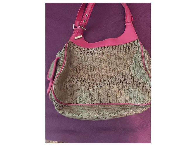 Christian Dior Monogram Canvas und Leder Schultertasche Braun Pink - Ansicht 4