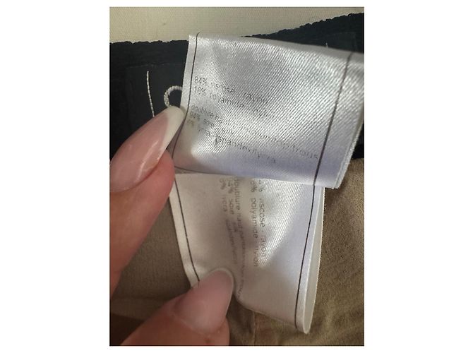 Calças Chanel de renda pretas com riscas laterais de cetim Preto - vista 5