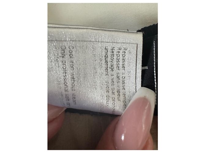 Calças Chanel de renda pretas com riscas laterais de cetim Preto - vista 6