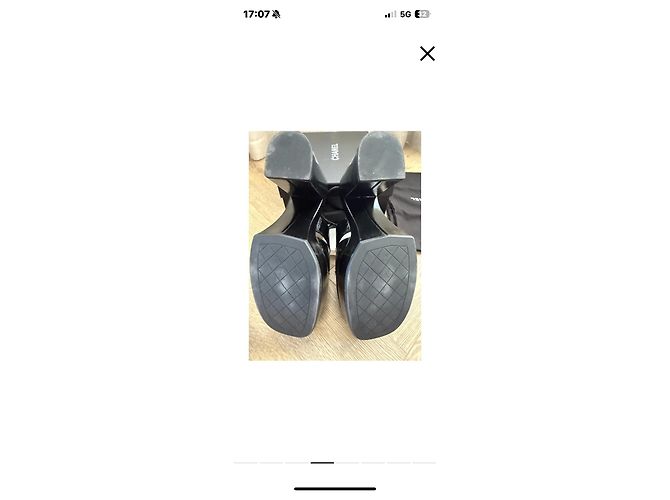 Chanel Sandali platform in pelle verniciata nera con logo CC Nero - vista 5