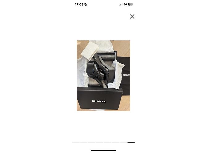 Chanel Sandali platform in pelle verniciata nera con logo CC Nero - vista 7
