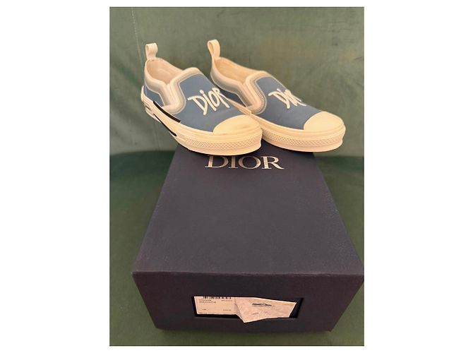 Autre Marque Dior B23 Low-Top Sneaker Blau Canvas Weiß - Ansicht 2