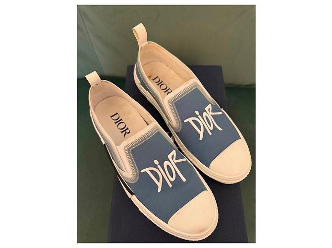 Autre Marque Dior B23 Low-Top Sneaker Blau Canvas Weiß - Ansicht 3