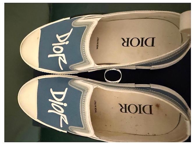 Autre Marque Dior B23 Low-Top Sneaker Blau Canvas Weiß - Ansicht 7