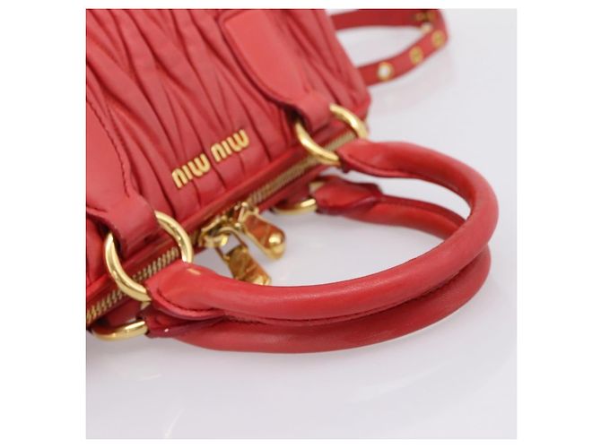 Miu Miu Madras Bowler Matelasse Leather Medium Rosso - vista 7