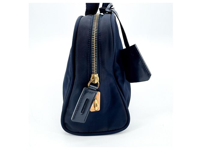 Prada Bowling Tessuto Small Bleu Marine - vue 4