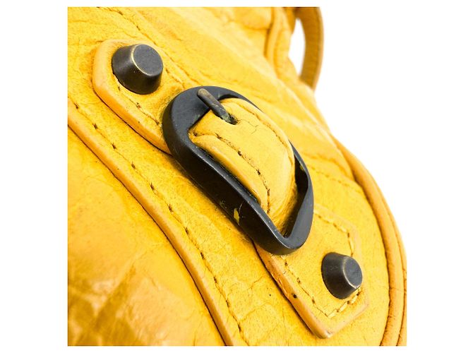 Balenciaga Hip Classic Studs Leather Giallo - vista 7