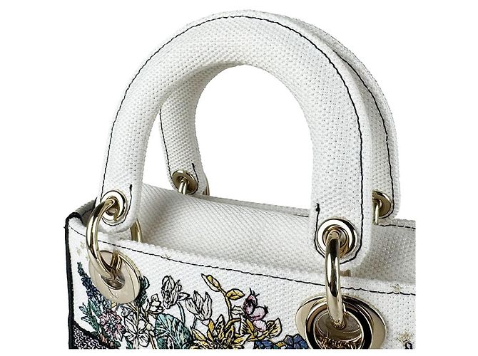 Christian Dior Lady Delight Small Canvas Tasche Weiß Mehrfarben - Ansicht 10