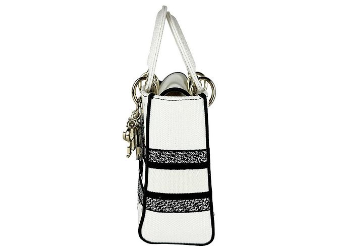 Christian Dior Lady Delight Small Canvas Tasche Weiß Mehrfarben - Ansicht 2