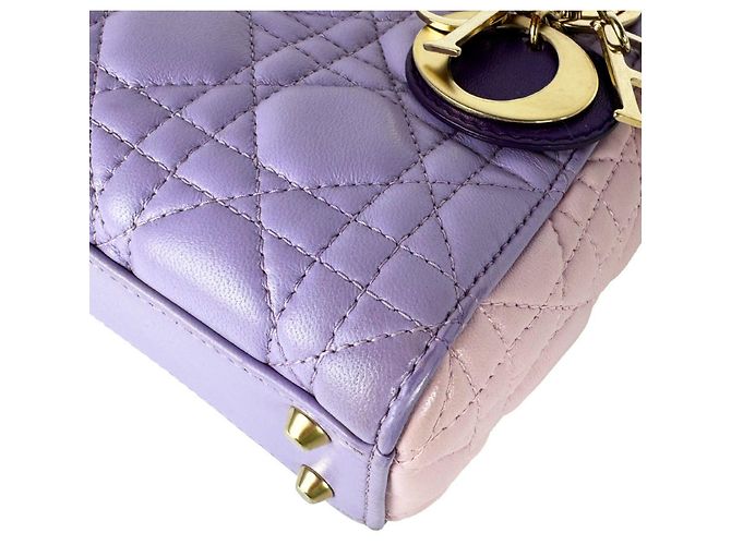 Borsa Christian Dior Lady Mini Rosa Porpora - vista 9