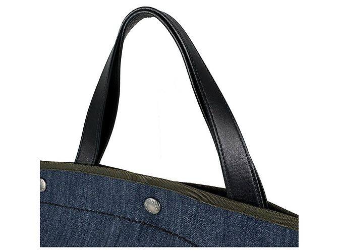 Bolsa Prada em denim e couro Preto Azul Caqui - vista 10