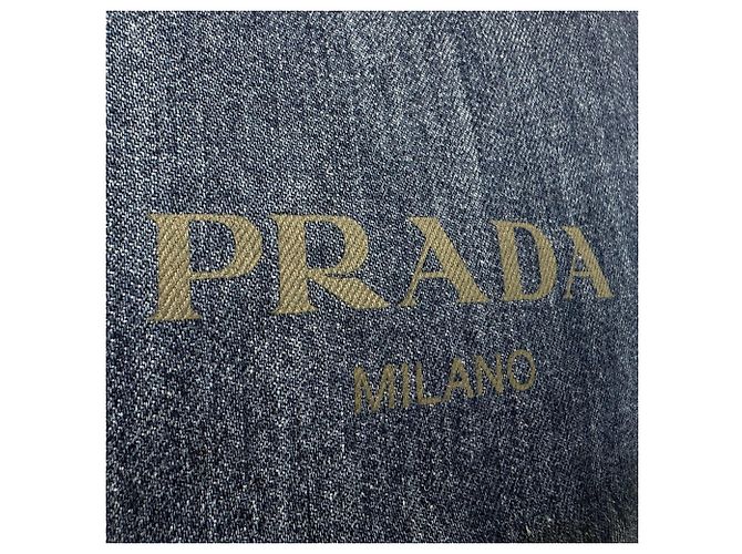 Bolsa Prada em denim e couro Preto Azul Caqui - vista 13
