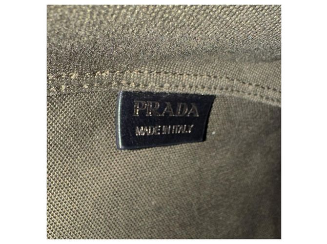 Bolsa Prada em denim e couro Preto Azul Caqui - vista 14