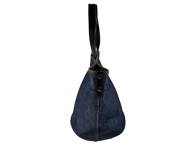 Bolsa Prada em denim e couro Preto Azul Caqui - vista 2