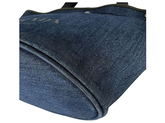 Bolsa Prada em denim e couro Preto Azul Caqui - vista 8