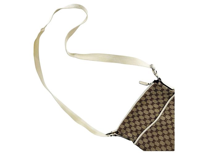Bolsa de ombro Gucci em castanho e marfim Marrom Cru - vista 10