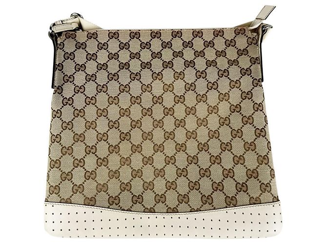 Bolsa de ombro Gucci em castanho e marfim Marrom Cru - vista 3
