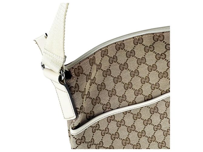 Bolsa de ombro Gucci em castanho e marfim Marrom Cru - vista 6