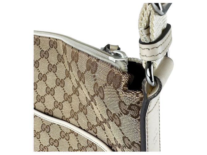 Bolsa de ombro Gucci em castanho e marfim Marrom Cru - vista 7
