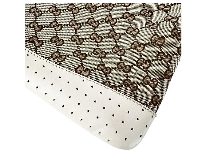 Bolsa de ombro Gucci em castanho e marfim Marrom Cru - vista 9