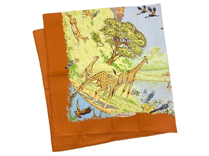 Hermès Hermes Carre 90 Africa Seidentuch Braun Hellblau - Ansicht 2
