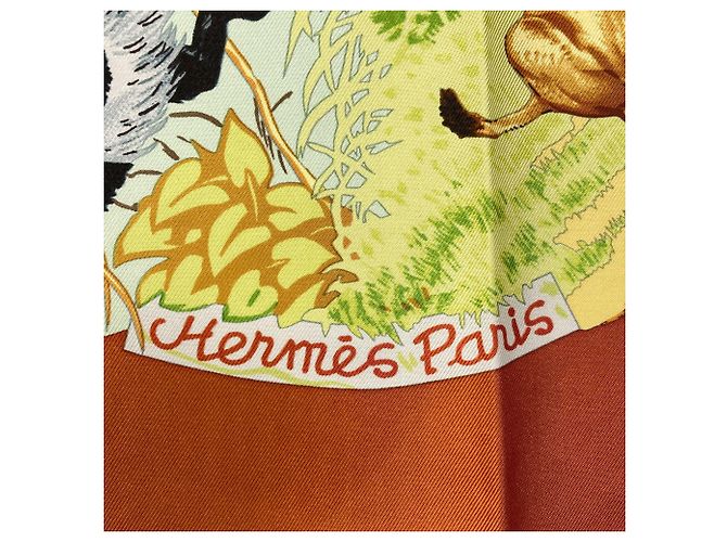 Hermès Hermes Carre 90 Africa Seidentuch Braun Hellblau - Ansicht 4