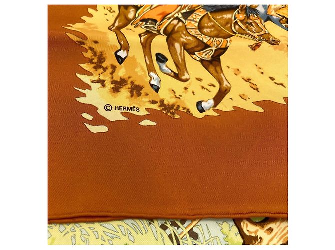 Hermès Hermes Carre 90 Africa Seidentuch Braun Hellblau - Ansicht 5