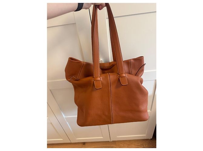 Borsa Tote Hermès Cabag Elan in pelle marrone - vista 2