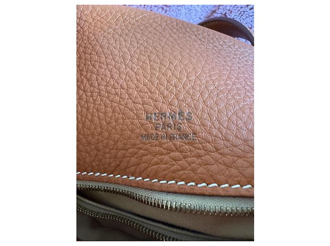 Borsa Tote Hermès Cabag Elan in pelle marrone - vista 4