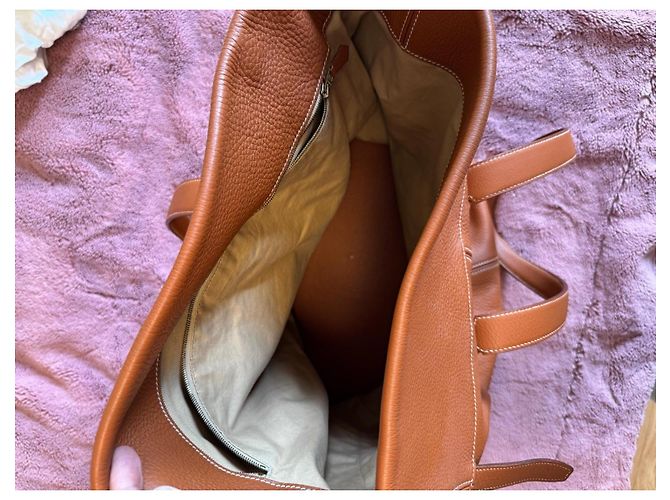 Borsa Tote Hermès Cabag Elan in pelle marrone - vista 6