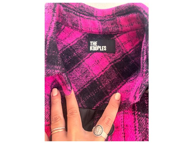 The Kooples Camicia a Quadri Oversize Rosa e Nera Nero - vista 3