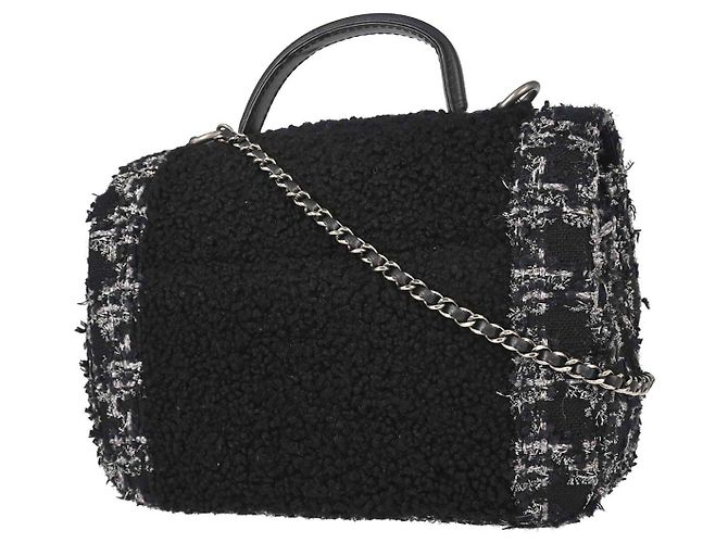 Chanel Top Handle Shearling with Tweed Small Schwarz - Ansicht 2