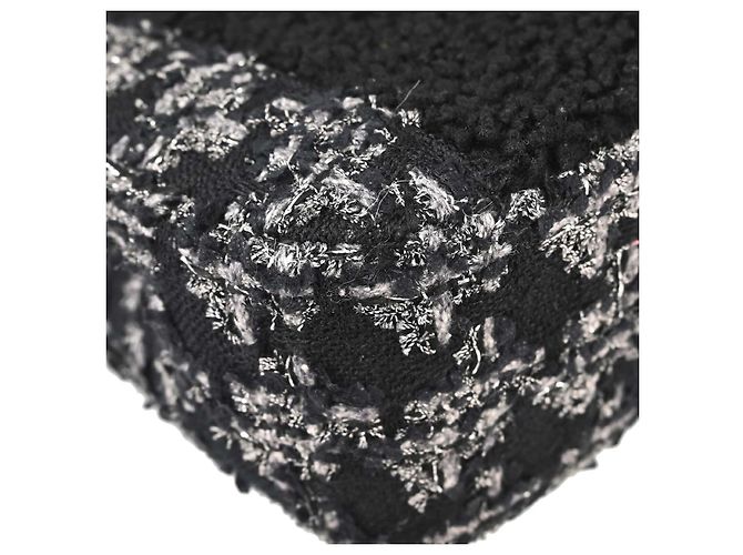 Chanel Top Handle Shearling with Tweed Small Schwarz - Ansicht 7
