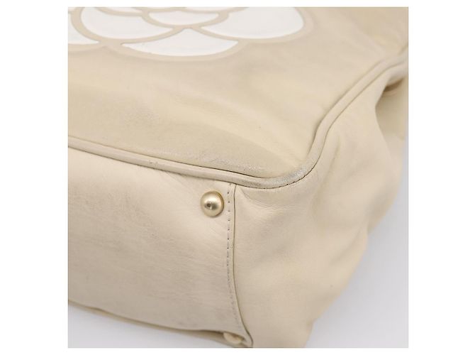 Chanel Camellia Lambskin Medium Beige - vista 7