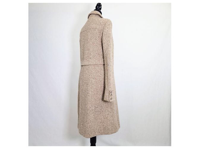 Weekend Max Mara Beige Herringbone Wool Coat - view 11