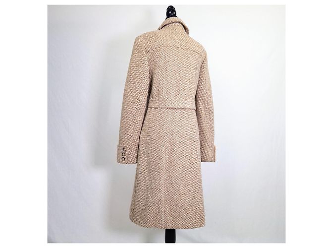 Weekend Max Mara Beige Herringbone Wool Coat - view 2