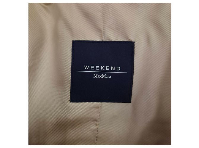 Weekend Max Mara Beige Herringbone Wool Coat - view 3