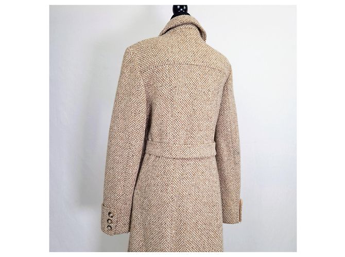 Weekend Max Mara Beige Herringbone Wool Coat - view 5