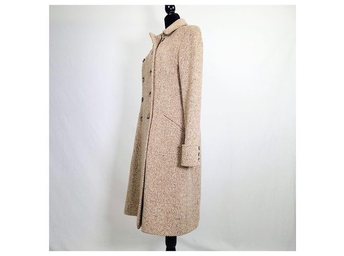 Weekend Max Mara Beige Herringbone Wool Coat - view 9