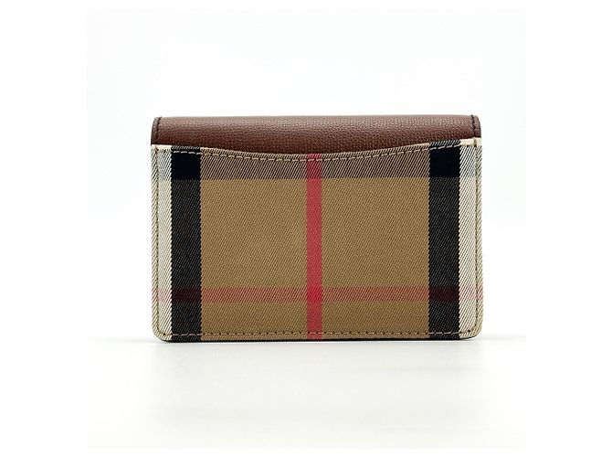 Burberry Folding Vintage Check Canvas and Leather Compact Brown - view 2