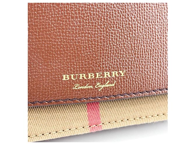 Burberry Folding Vintage Check Canvas and Leather Compact Brown - view 6