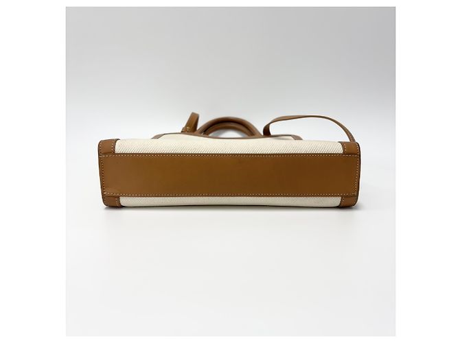Céline Celine Vertical Cabas Canvas with Leather Small Branco - vista 5
