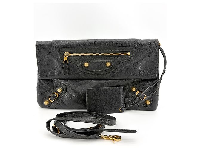 Clutch a Busta Balenciaga Giant Studs in Pelle Nero - vista 2