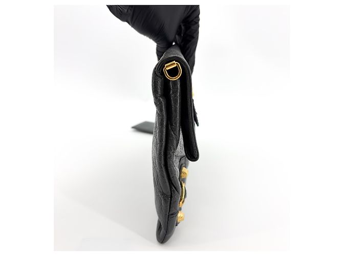 Clutch a Busta Balenciaga Giant Studs in Pelle Nero - vista 5