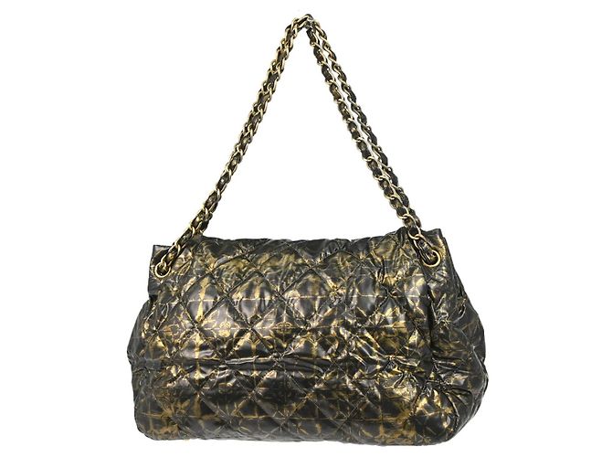 Chanel Accordion Flap Quilted Printed Nylon Medium Nero - vista 2