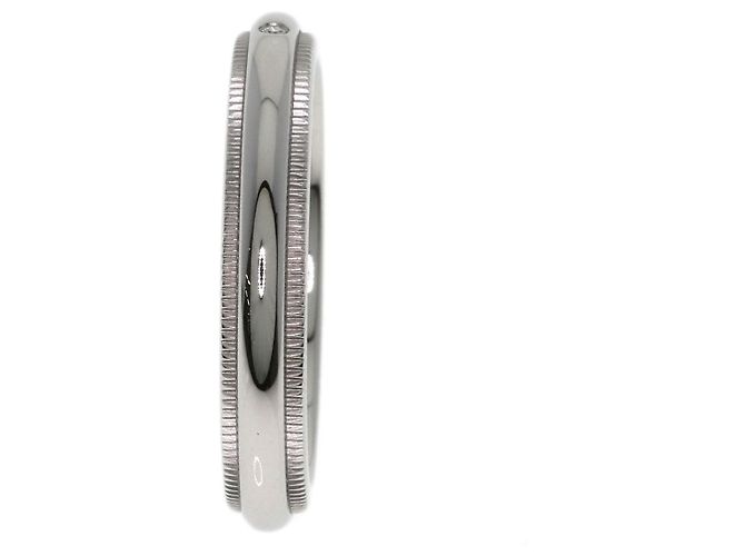 Autre Marque Anello fede Tiffany & Co. Milgrain in platino con diamanti - vista 3