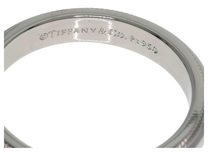 Autre Marque Anello fede Tiffany & Co. Milgrain in platino con diamanti - vista 5