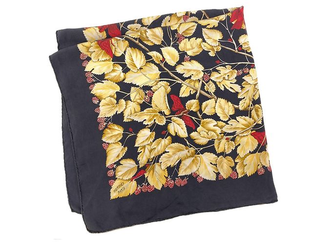 Hermès Hermes Carre 90 Seidentuch Baum-Motiv Schwarz - Ansicht 2
