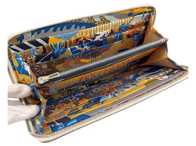 Hermès Carteira longa Hermes Azap em seda Branco - vista 4