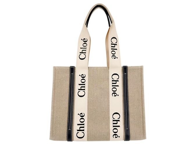 Chloé Woody Shopper Bag Medium für Damen Schwarz Beige - Ansicht 2